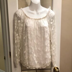 Elegant White Floral Lace Women's Top